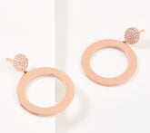 Diamonique x Lisa Freede Coco Open Circle Earrings, Rose gold-plated brass